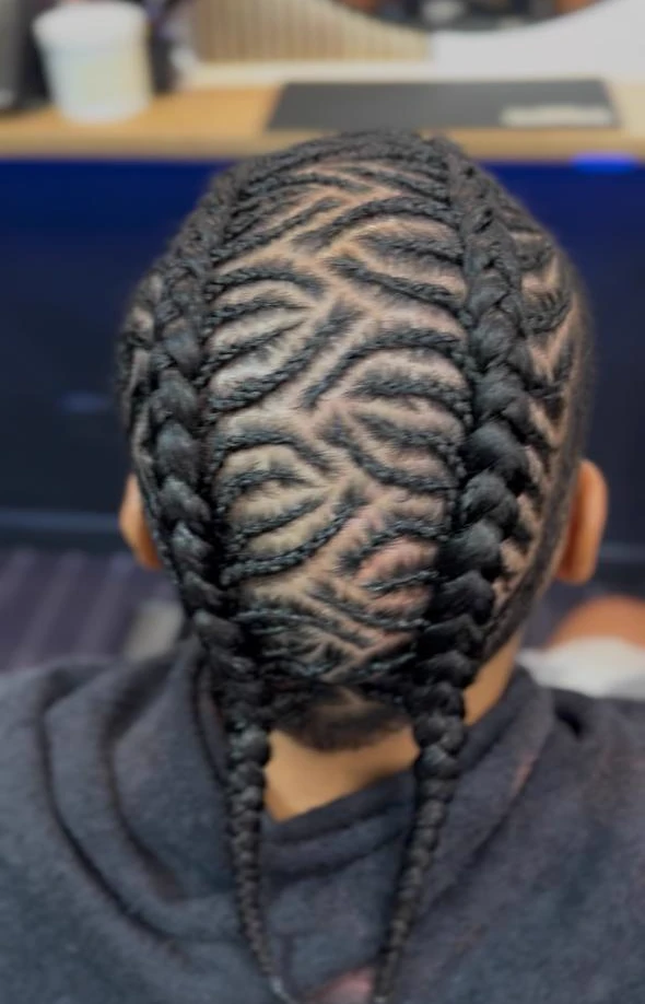 Cornrows à motif, vues du dessus